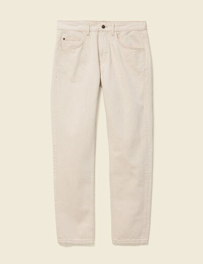 Jeans straight longueur 32 en coton ecru homme