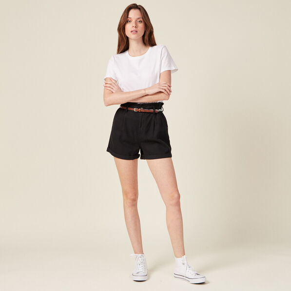 short paperbag ceinture noir femme Short paperbag ceinturé noir femme