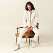 Blouson bouclette creme femme