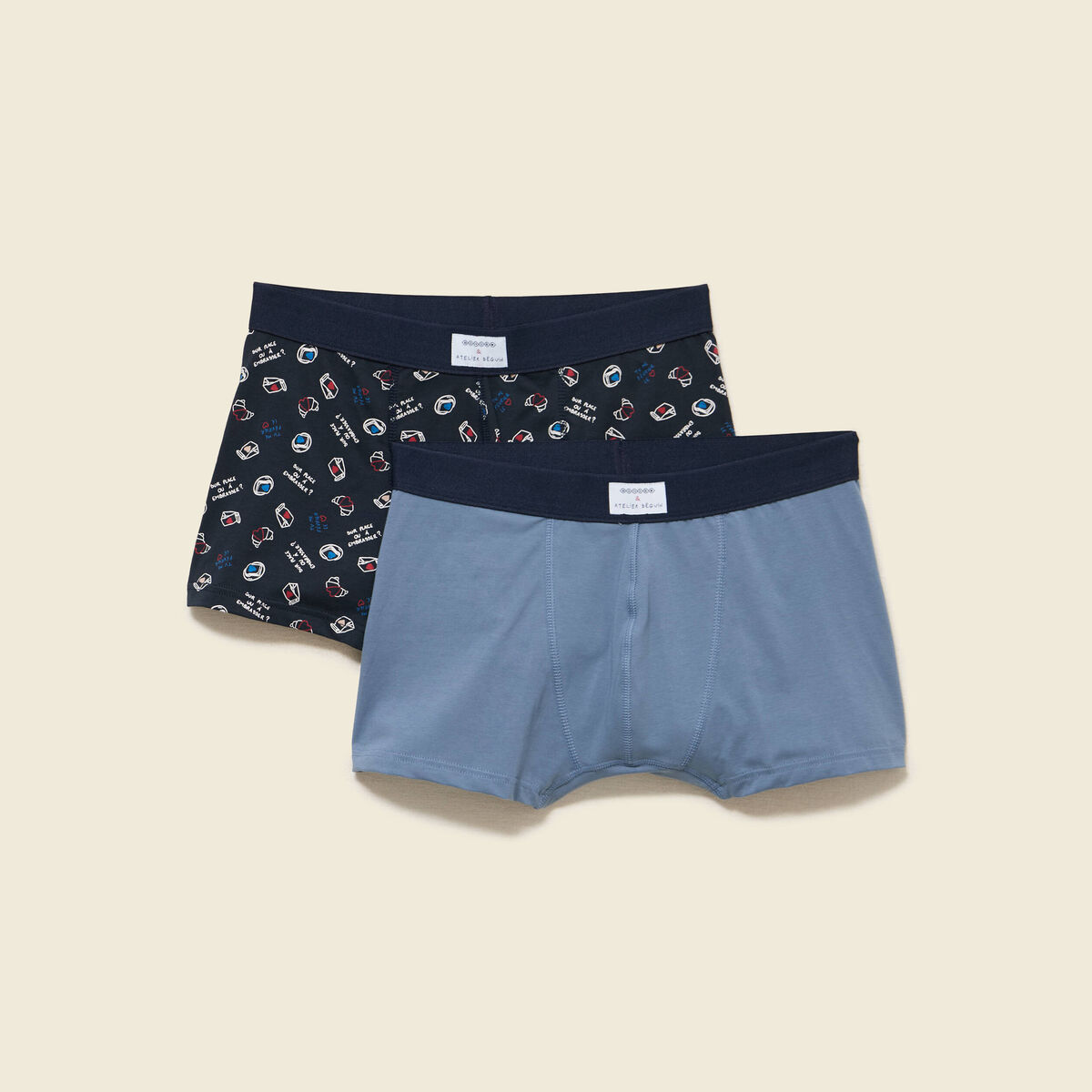 Lot de 2 boxers bleu marine homme