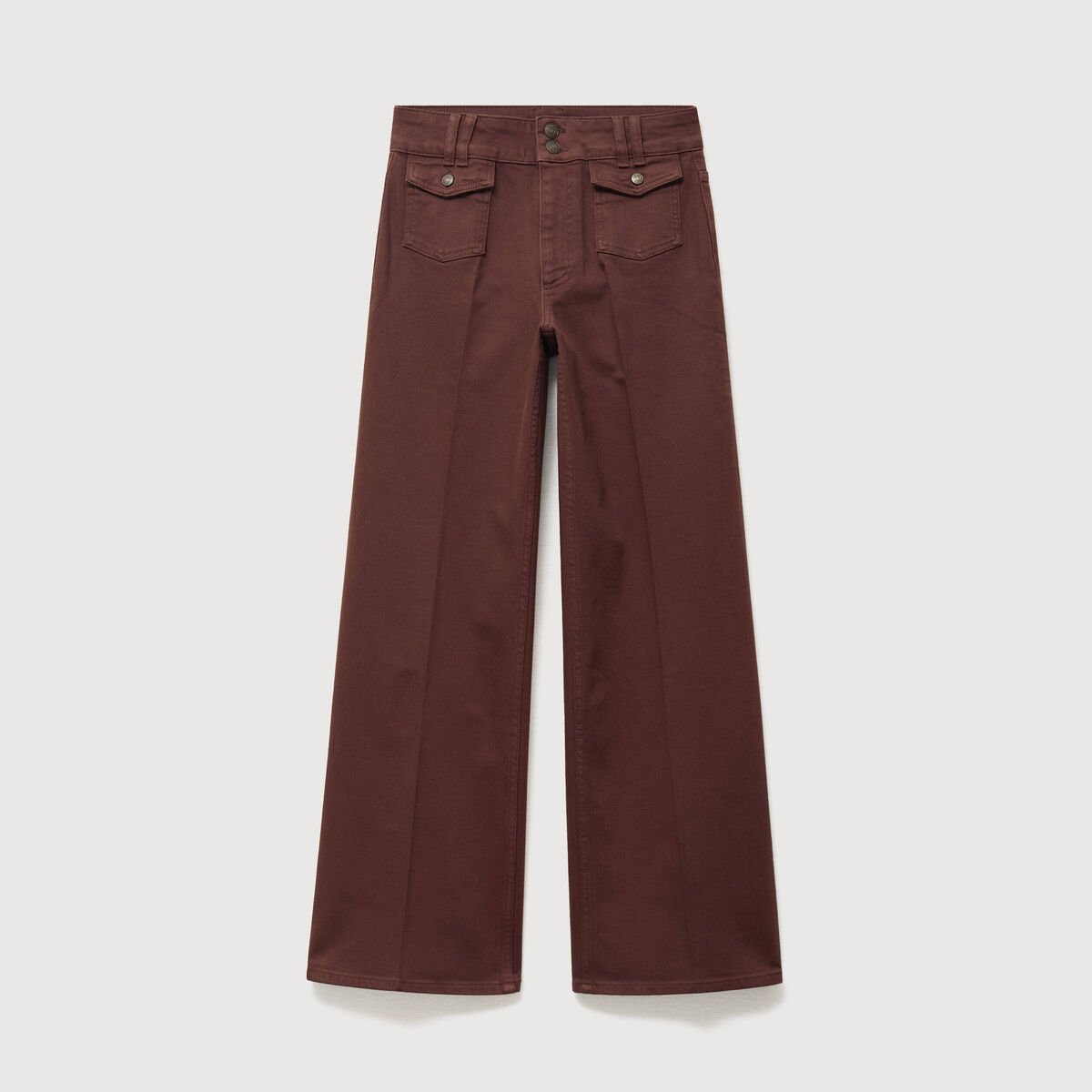 Jeans flare taille haute marron femme
