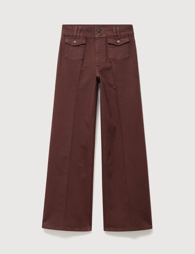 Jeans flare taille haute marron femme