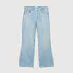 Jeans wide leg taille bascul&eacute;e bleu femme