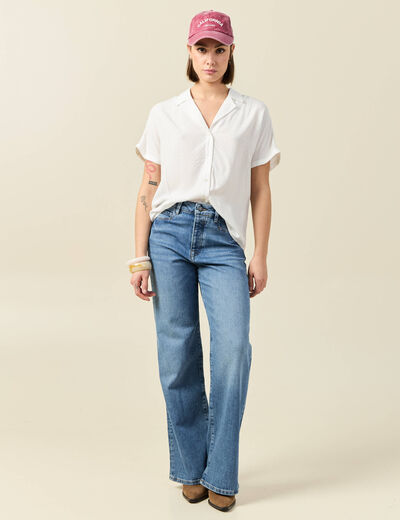 Chemise manches courtes ecru femme