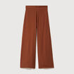 Pantalon large taille haute fluide marron femme
