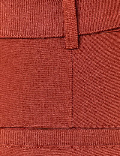 Pantalon carotte taille haute marron cognac femme
