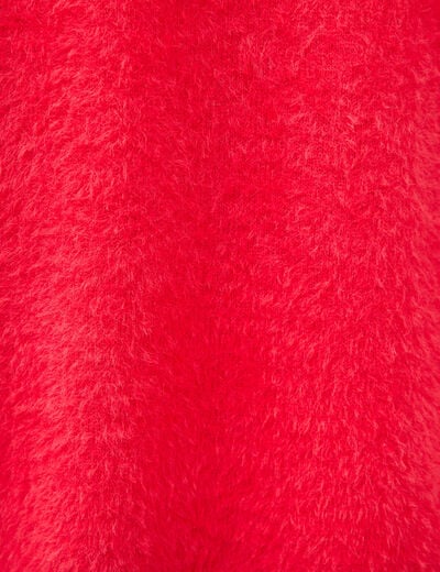 Pull droit manches 3/4 col rond rouge femme
