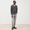 Pull manches longues gris fonc&eacute; homme