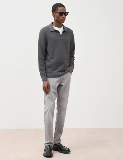 Pull manches longues gris fonc&eacute; homme