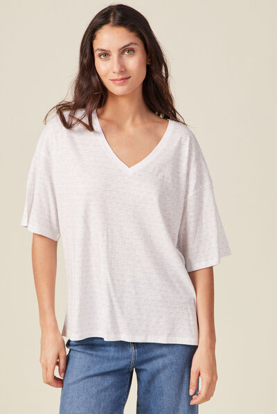T-shirt manches courtes ecru femme