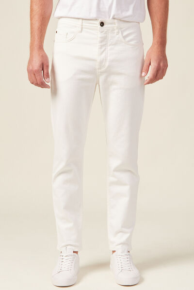 Jeans tapered 5 poches denim blanc homme