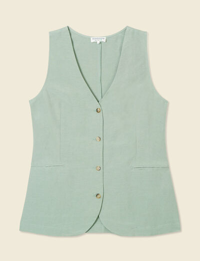 Veston sans manches vert kaki femme