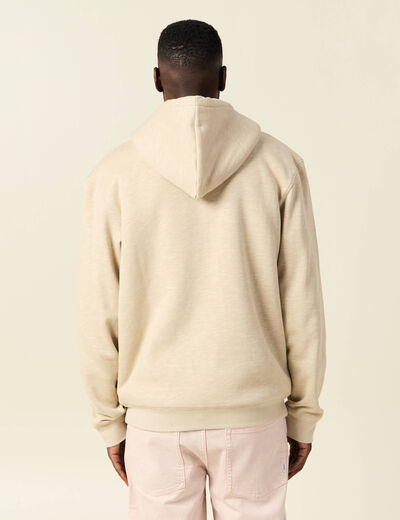 Sweat manches longues zippé beige homme