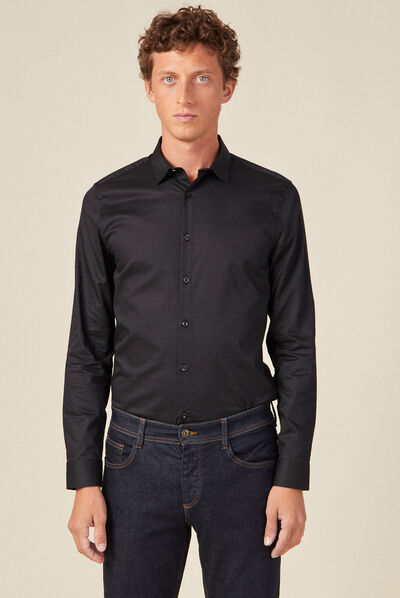 Chemise manches longues noir homme