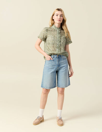 Chemise manches courtes vert kaki femme
