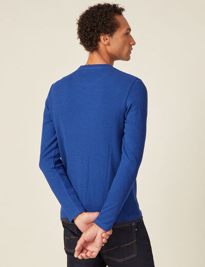T-shirt manches longues bleu electrique homme