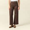Jeans large cropped taille haute marron femme