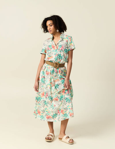 Jupe longue évasée blanc femme