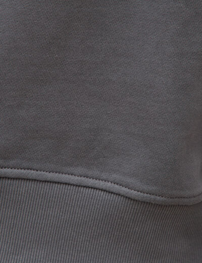 Sweat col rond manches longues en coton gris fonc&eacute; homme