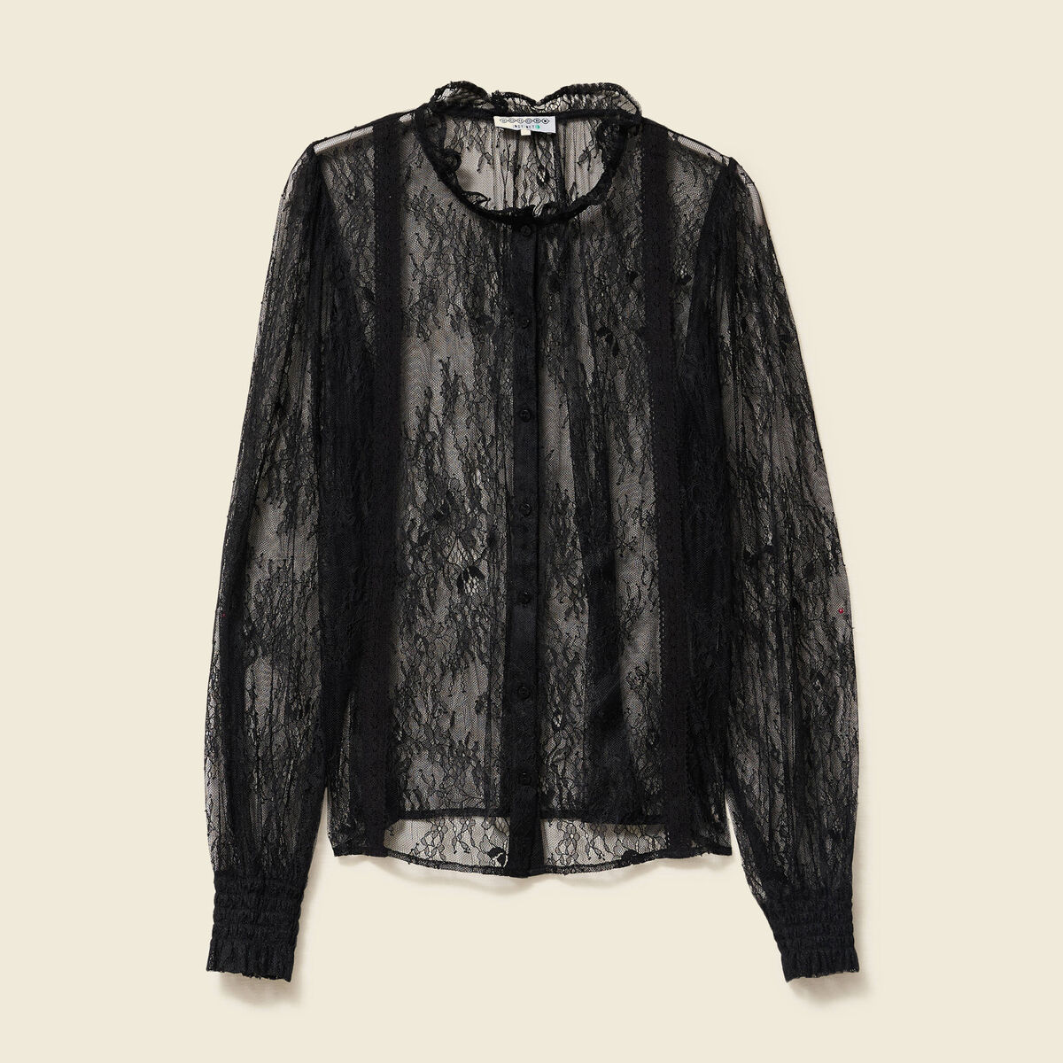 Chemise en dentelle manches longues noir femme