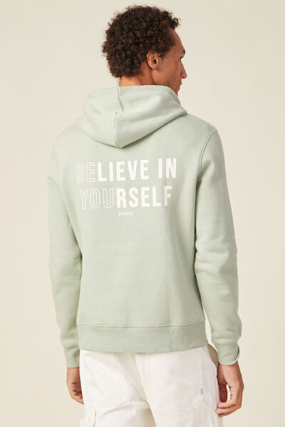 Sweat à capuche vert olive homme