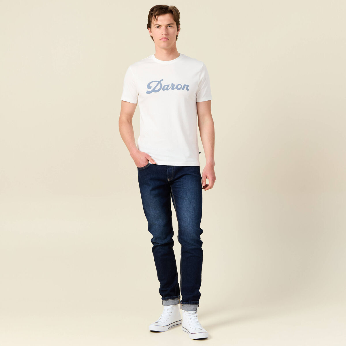 T-shirt manches courtes ecru homme