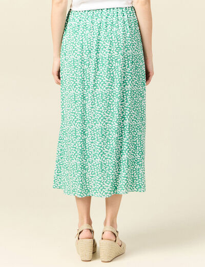 Jupe longue évasée vert femme