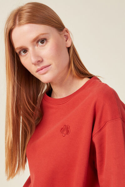 Sweat manches longues orange foncé femme