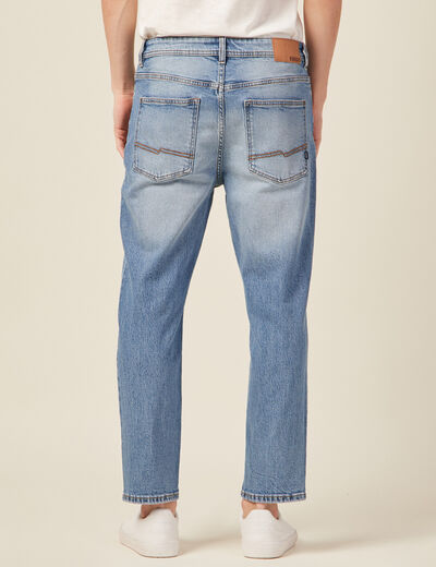 Jeans straight tapered denim stone homme