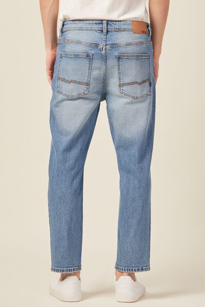 Jeans straight tapered denim stone homme