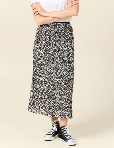 Jupe longue trapèze noir femme