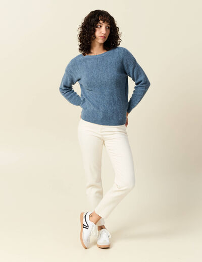 Pull manches longues bleu clair femme