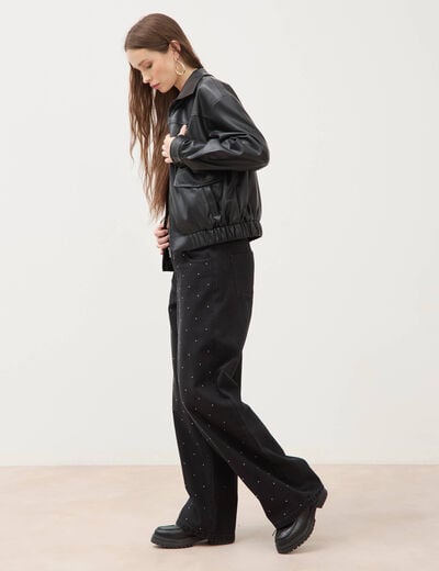 Blouson oversize manches longues noir femme