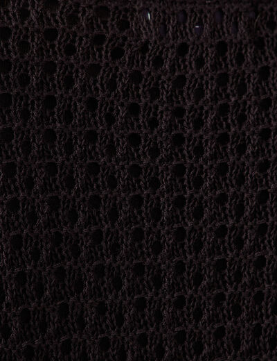 Pull ajour&eacute; col v manches 3/4 noir femme