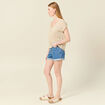 Pull manches courtes ajouré creme femme