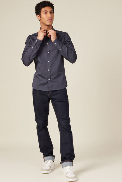 Chemise manches longues bleu gris homme