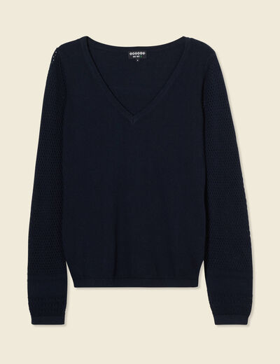 Pull à manches longues bleu marine femme