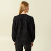 Chemise col rond manches longues brod&eacute;e noir femme