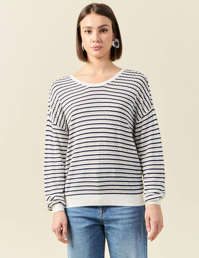 Pull manches longues ecru femme