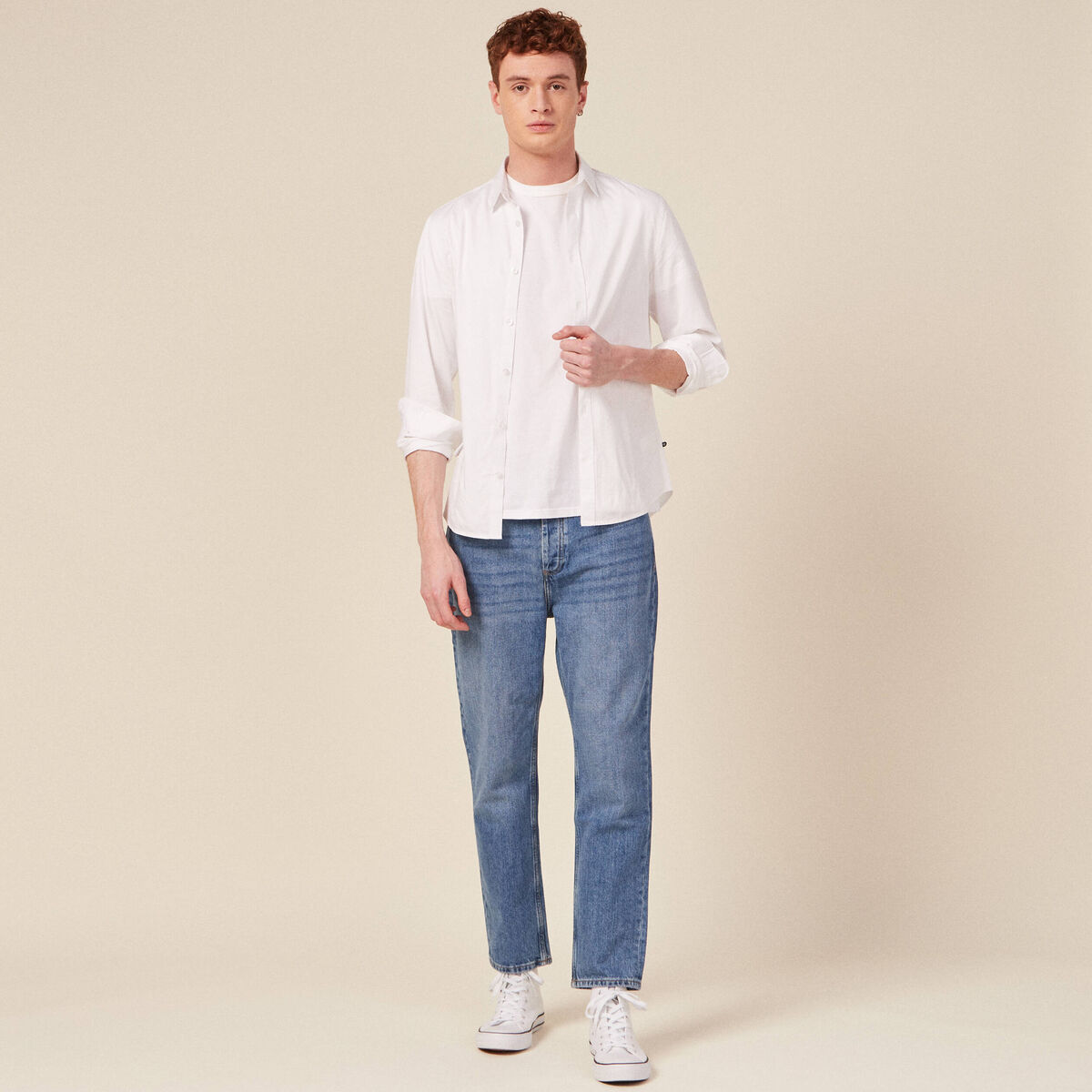 Jeans straight tapered denim used homme
