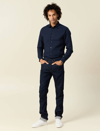 Chemise manches longues bleu marine homme