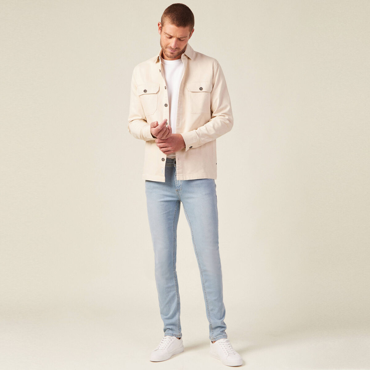 Jeans slim éco-responsable denim bleach homme