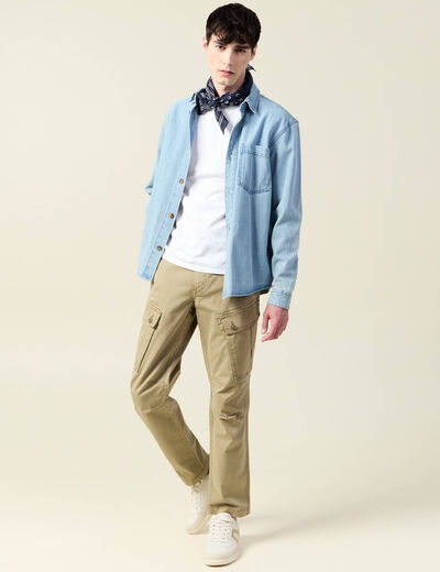Pantalon cargo droit gris homme