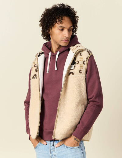 Gilet sans manches zippé ecru homme