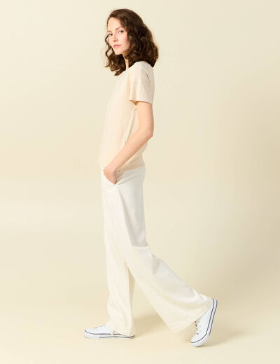 T-shirt manches courtes creme femme