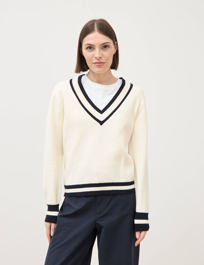 Pull manches longues ecru femme