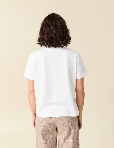 T-shirt oversize col rond en coton blanc femme