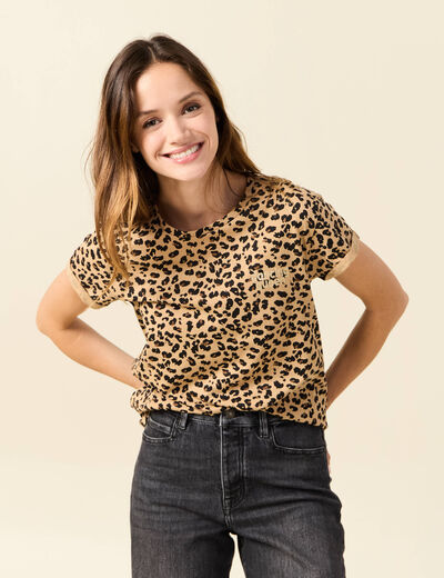 T-shirt manches courtes camel femme