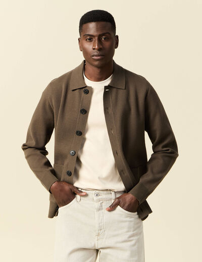 Gilet manches longues vert kaki homme