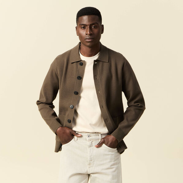 Gilet manches longues vert kaki homme
